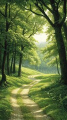 Fototapeta premium Explore the Serenity of a Sunlit Forest Pathway in Nature