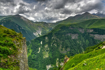 Fototapeta premium Mountain Panorama - Kazbegi, Georgia