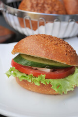 Savor the Delicious Fresh Veggie Sandwich, filled with Crisp Lettuce and Ripe Tomato