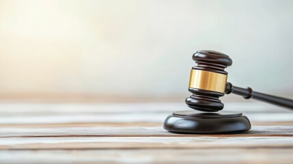 Wooden Gavel on a Table with Soft Lighting