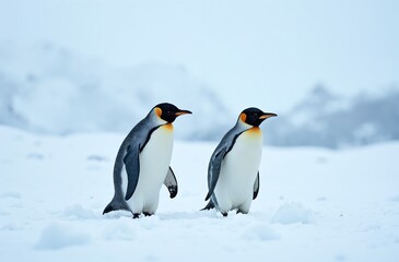 two penguins on the snow