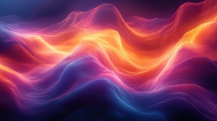 Obraz premium An abstract digital landscape is presented, blending vivid colors and shapes to create an immersive artistic experience.