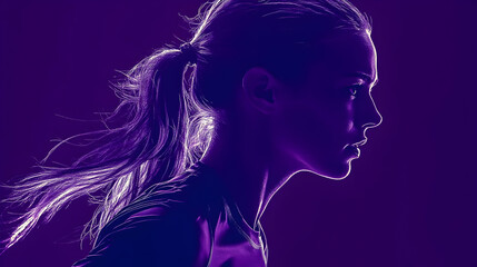 Purple and White Outline of Woman's Face Illustration