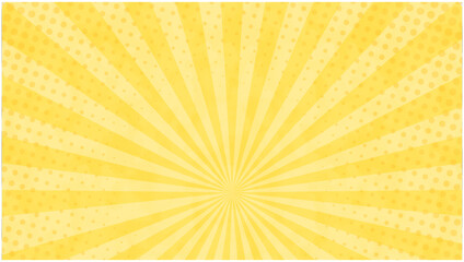 水彩風水玉入り集中線・黄