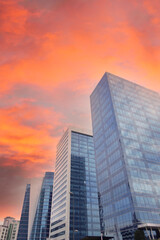 Obraz premium low angle view of istanbul financial bank against blue sky 