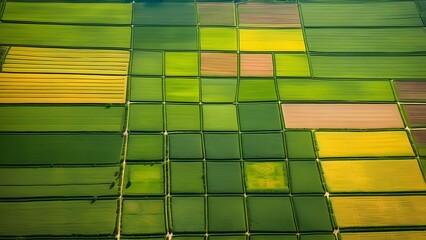 Rich Tapestry of Agricultural Fields Seen from the Sky, Showcasing the Diverse Colors and Textures of Rural Farmland_078