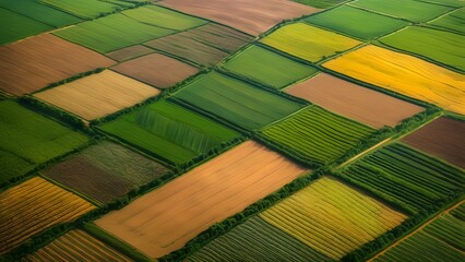Rich Tapestry of Agricultural Fields Seen from the Sky, Showcasing the Diverse Colors and Textures of Rural Farmland_081