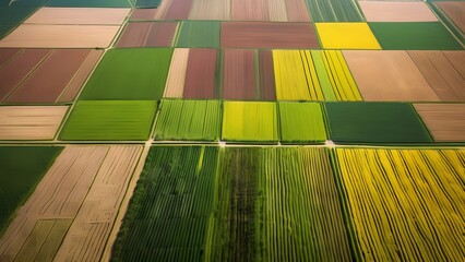 Rich Tapestry of Agricultural Fields Seen from the Sky, Showcasing the Diverse Colors and Textures of Rural Farmland_084