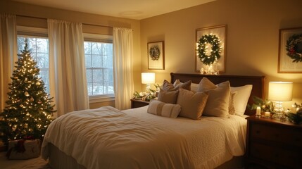 Fototapeta premium Luxurious Master Bedroom for a Cozy Holiday Retreat