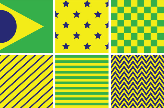 Ilustracao vetor Pattern Brazillian Patterns, simetric, plaid, stripe, xadrez, estampa, pique nique, copa do mundo, brazil, brasileiro, verde e amarelo, plano de fundo, wallpaper, conjunto, futebol