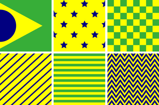 Ilustracao vetor Pattern Brazillian Patterns, simetric, plaid, stripe, xadrez, estampa, pique nique, copa do mundo, brazil, brasileiro, verde e amarelo, plano de fundo, wallpaper, conjunto, futebol