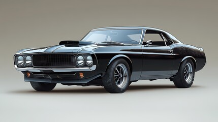 Fototapeta premium An illustration of an American muscle car is rendered in vector format, capturing the iconic design and powerful appeal of classic American automotive culture.