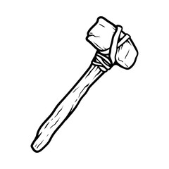 stone hammer logo isolated drawing coloring line art style sketch classic vintage design illustration