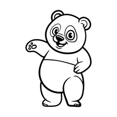 Obraz premium fun cartoon character of panda logo isolated drawing coloring line art style sketch classic vintage design illustration