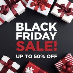 New flat minimalist illustration of Black Friday sale advertising banner poster design