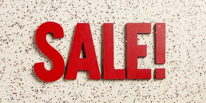 Big SALE in bold red letters with confetti around, for seasonal occasions. - Powered by Adobe