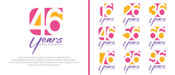 anniversary logo set. vector design orange and pink color can be use for celebration moment