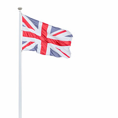 Union Jack flag waving in the wind, British flag, flagpole, symbol, patriotism, national pride