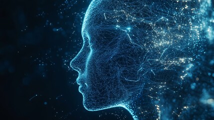 Digital Concept of Human Mind and Head Silhouette