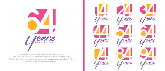 anniversary logo set. vector design orange and pink color can be use for celebration moment