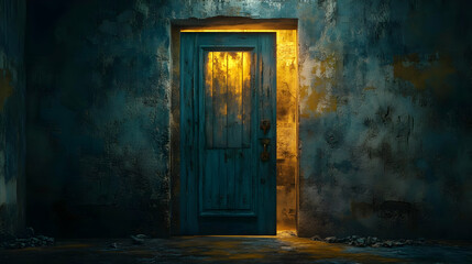 Glowing Doorway in a Dark Room - 3D Illustration