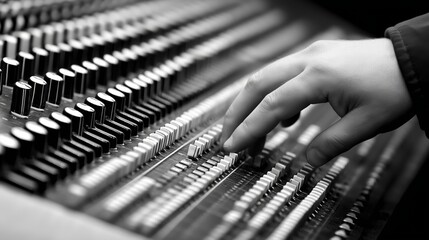 Audio devices studio production mixing consoles digital sound environment music industry equipment. AI generated