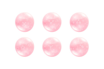 Molecule in water drop collagen solution pink. Vitamins complex Hyaluronic acid Moisturizer from nature. Used for design cosmetic products. Beauty skin care ads. Medical scientific. 3D Vector.