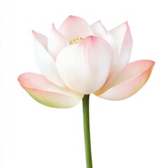 Fototapeta premium Beautiful White and Pink Lotus Flower on a Stem