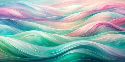 Obraz premium Abstract Flowing Waves of Pastel Hues, a Serene Symphony of Color and Motion