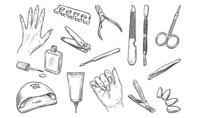 Handdrawn Manicure Tools Collection