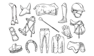 Handdrawn Horse Riding Gear Collection