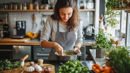 Fresh Cooking in a Minimalist Kitchen