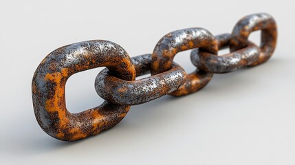 Fototapeta premium Chain illustration rendered in 3D and isolated against a white background.