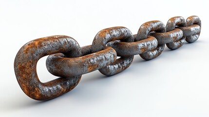 Fototapeta premium Chain illustration rendered in 3D and isolated against a white background.