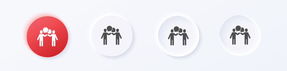 Discussion icon. Neumorphism round style button design vector