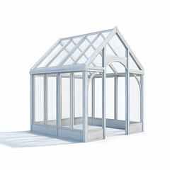White Wooden Greenhouse Isolated on White Background, glasshouse, structure, frame, garden, horticulture