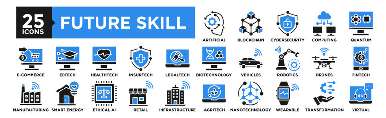 Future Skill icon collection set. Containing design technology, concept, business, future, skill, innovation	