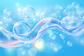 Dancing Water Bubbles and Waves: A Visual Symphony of Blue Serenity