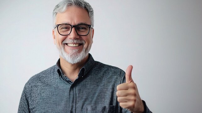 Happy Man with Thumbs Up Gesture