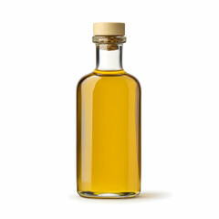 Glass Bottle of Olive Oil with Cork Top, stopper, liquid, yellow, golden, transparent