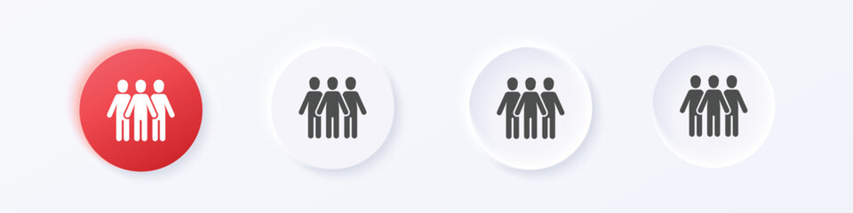Crowd icon. Neumorphism round style button design vector