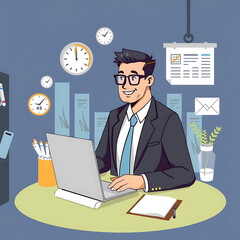 Fototapeta premium businessman with laptop