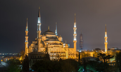 Blue Mosque in Istanbul at night