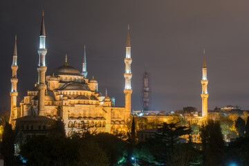 Blue Mosque in Istanbul at night