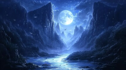 Fototapeta premium Enchanting Fantasy Landscape at Night