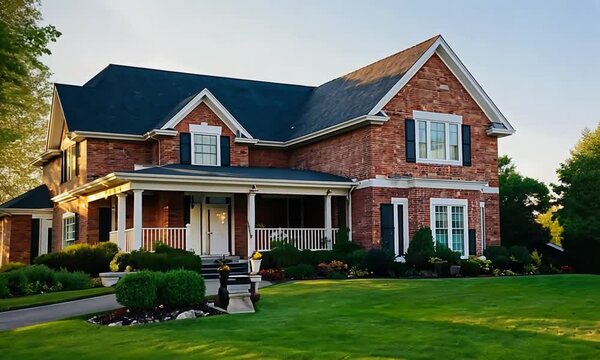 Two-Story Home Under Golden Hour Light