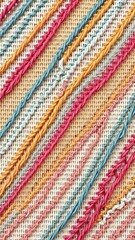 Abstract diagonal weaving textile pattern with colorful threads, interwoven, design