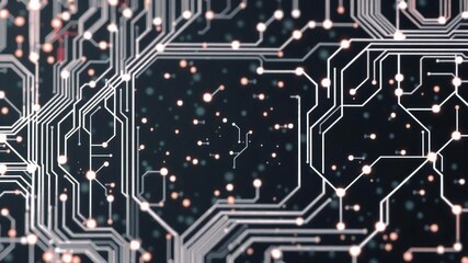 Abstract digital circuit board pattern with interconnected lines and nodes, business, interconnected