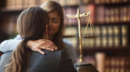 Lawyer Comforting Client in Office Setting