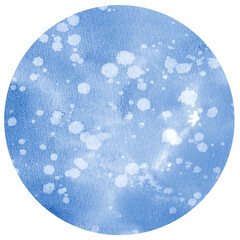 Blue Watercolor hand painted circles texture. Watercolour circle elements for design.